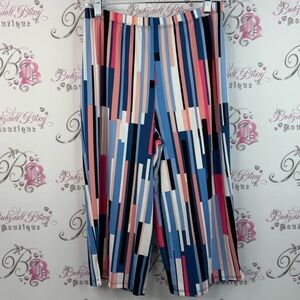 Antoine capri pants color block blue pink Striped Leggings with Pastel Hues